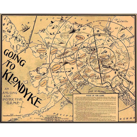Going to Klondyke Game - Klondyke Game 1897 Gold Ornate Wood Framed Art Print with Double Matting by Klondyke Game