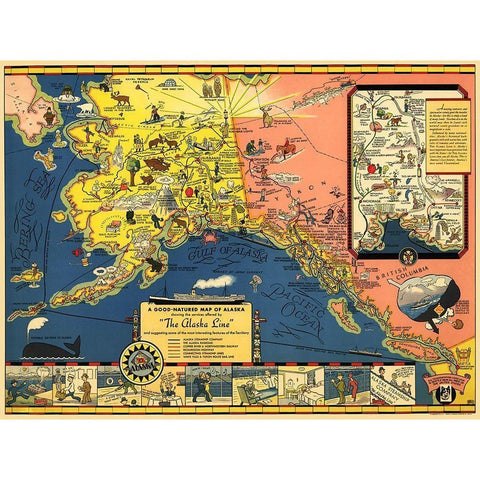 Alaska Steamship Co - Farwest 1934 White Modern Wood Framed Art Print by Farwest