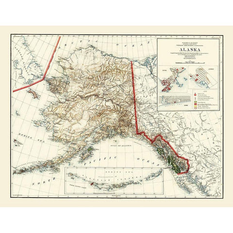 Alaska from Surveys - Graham 1906 White Modern Wood Framed Art Print by Graham