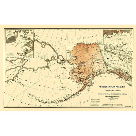 Land Ceded by Russia to U.S. - USSC 1867 Black Modern Wood Framed Art Print by USSC