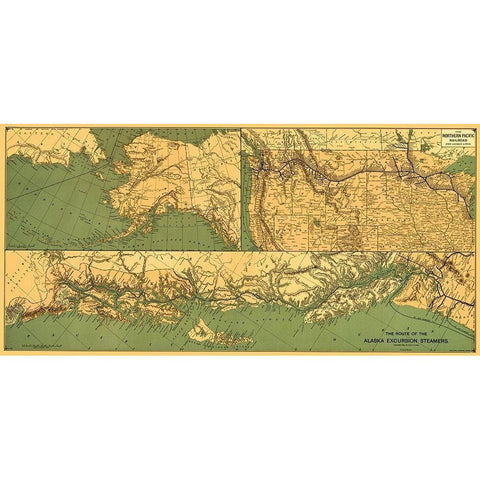 Alaska Excursion Steamers, N Pacific Railroad White Modern Wood Framed Art Print by Fee