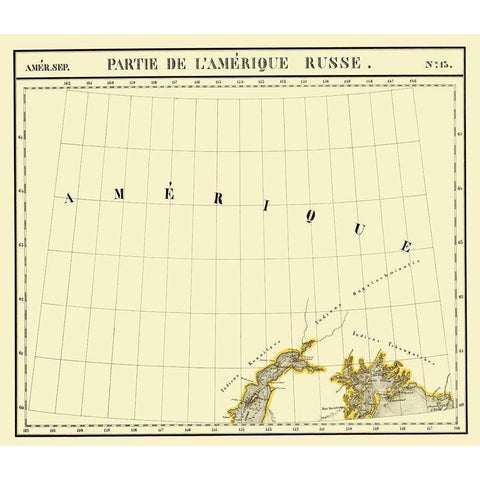Alaska Southern Part No.13 - Vandermaelen 1827 Black Modern Wood Framed Art Print with Double Matting by Vandermaelen