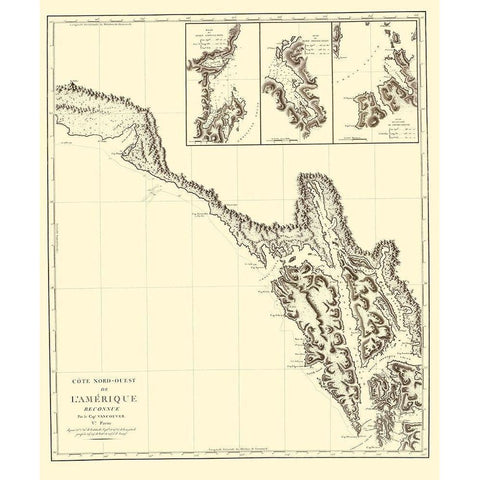 Alaska Southern Portion No 6 - Vancouver 1800 White Modern Wood Framed Art Print by Vancouver