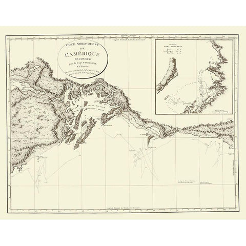 Prince WilliamS Sound Alaska - Vancouver 1800 Black Modern Wood Framed Art Print with Double Matting by Vancouver