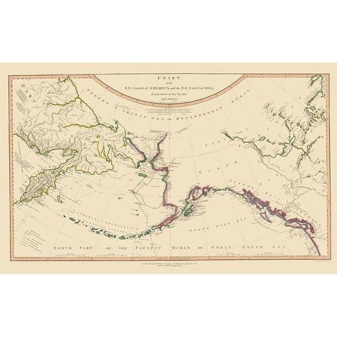 Alaska, Russia - Faden 1794 Black Modern Wood Framed Art Print by Faden
