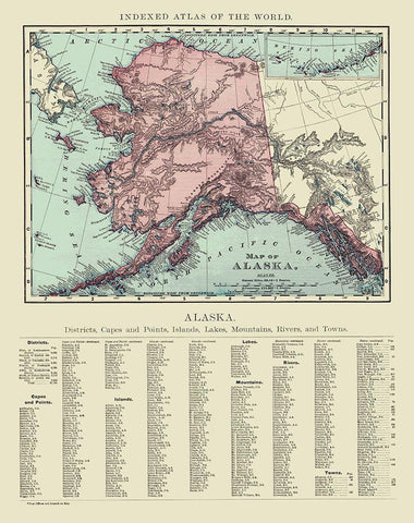 Alaska - Rand McNally 1892 White Modern Wood Framed Art Print with Double Matting by Rand McNally