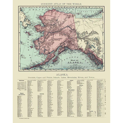Alaska - Rand McNally 1892 Black Modern Wood Framed Art Print by Rand McNally