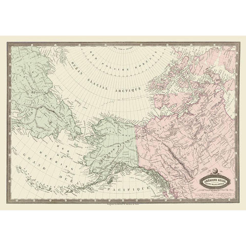 North America, Eastern Russia - Renouard 1860 Black Modern Wood Framed Art Print by Renouard