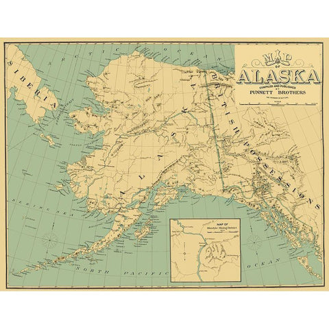 Alaska, British Possessions, Russia - Punnet 1897 White Modern Wood Framed Art Print by Punnet