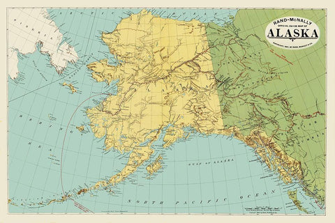 Alaska, Siberia - Rand McNally 1897 Black Ornate Wood Framed Art Print with Double Matting by Rand McNally