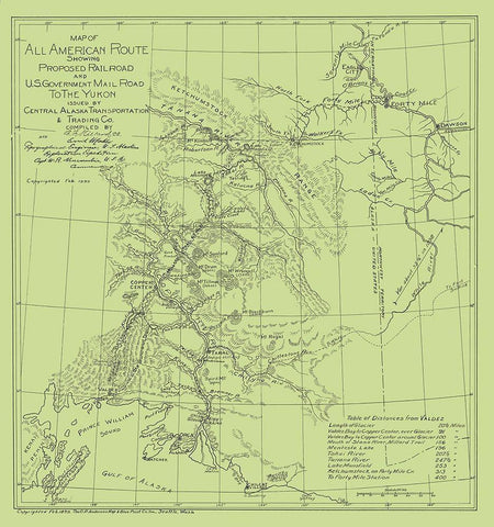 Proposed Railroad and Mail Road - Millard 1899 Black Ornate Wood Framed Art Print with Double Matting by Millard