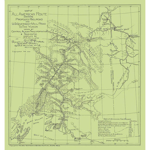 Proposed Railroad and Mail Road - Millard 1899 Gold Ornate Wood Framed Art Print with Double Matting by Millard