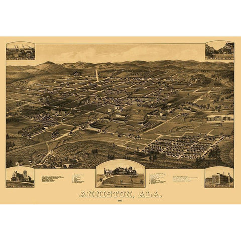 Anniston Alabama - Beck 1887 Black Modern Wood Framed Art Print with Double Matting by Beck