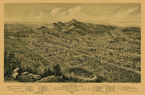Anniston Alabama - Glover 1888 White Modern Wood Framed Art Print with Double Matting by Glover