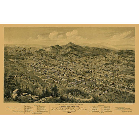 Anniston Alabama - Glover 1888 Black Modern Wood Framed Art Print by Glover