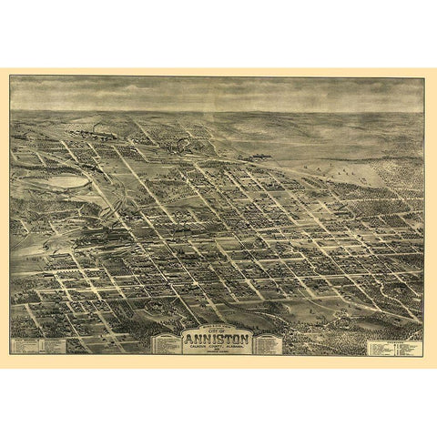 Anniston Alabama - Hart 1903 White Modern Wood Framed Art Print by Hart