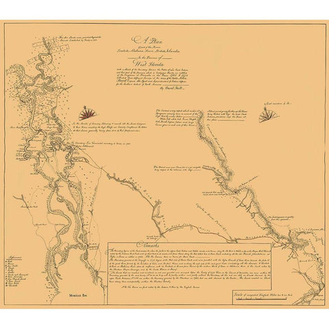 Alabama, West Florida Coastal Rivers - Taitt 1771 Black Modern Wood Framed Art Print with Double Matting by Taitt