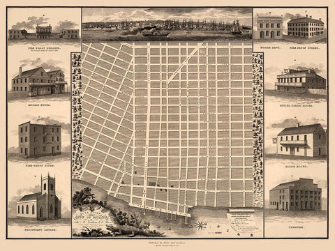 Mobile Alabama - Goodwin 1824  White Modern Wood Framed Art Print with Double Matting by Goodwin