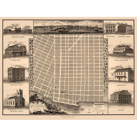 Mobile Alabama - Goodwin 1824  White Modern Wood Framed Art Print by Goodwin