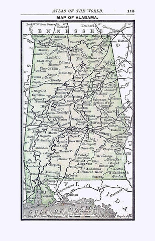 Alabama - Alden 1886 White Modern Wood Framed Art Print with Double Matting by Alden