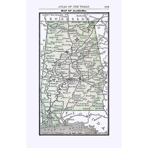 Alabama - Alden 1886 White Modern Wood Framed Art Print by Alden