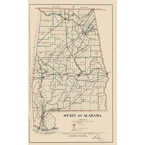 Alabama - Glo 1866 Black Modern Wood Framed Art Print with Double Matting by Glo