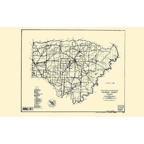 Calhoun Arkansas State Hwy - State 1936 Black Modern Wood Framed Art Print by State