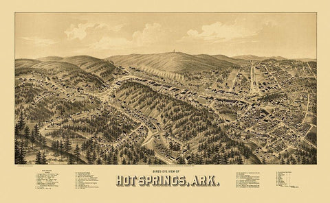 Hot Springs Arkansas - Wellge 1888 Black Ornate Wood Framed Art Print with Double Matting by Wellge