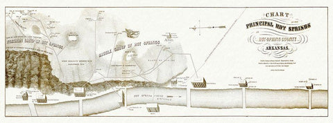 Hot Springs Arkansas - Hoen 1870 White Modern Wood Framed Art Print with Double Matting by Hoen