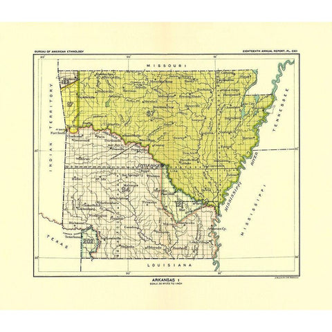 Arkansas Indian Land Cession - Hoen 1896 White Modern Wood Framed Art Print by Hoen