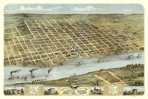 Little Rock Arkansas - Ruger 1871 White Modern Wood Framed Art Print with Double Matting by Ruger