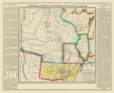 Arkansas Territory - Long 1822 Black Ornate Wood Framed Art Print with Double Matting by Long