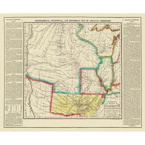 Arkansas Territory - Long 1822 Black Modern Wood Framed Art Print with Double Matting by Long