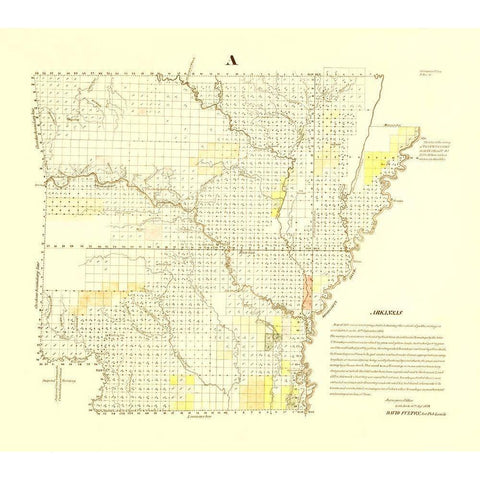 Arkansas - Fulton 1839 Gold Ornate Wood Framed Art Print with Double Matting by Fulton