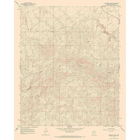 Arrastra Mountains Arizona Quad - USGS 1967 Black Modern Wood Framed Art Print with Double Matting by USGS