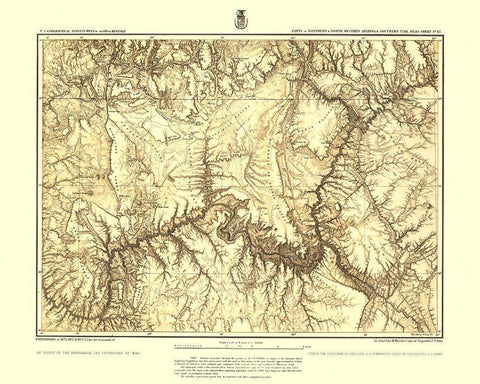 Arizona Utah Atlas Sheet - USGS 1873  White Modern Wood Framed Art Print with Double Matting by USGS