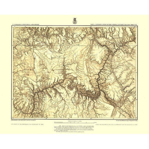 Arizona Utah Atlas Sheet - USGS 1873  Black Modern Wood Framed Art Print with Double Matting by USGS