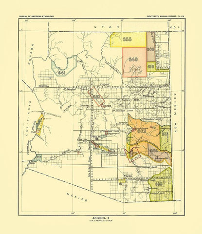 Arizona - Hoen 1896 Black Ornate Wood Framed Art Print with Double Matting by Hoen