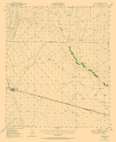 Bowie Arizona Quad - USGS 1949 White Modern Wood Framed Art Print with Double Matting by USGS