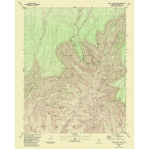 Bright Angel Point Arizona Quad - USGS 1988 Gold Ornate Wood Framed Art Print with Double Matting by USGS