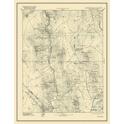 Camp Mohave Arizona Sheet - USGS 1892 White Modern Wood Framed Art Print by USGS