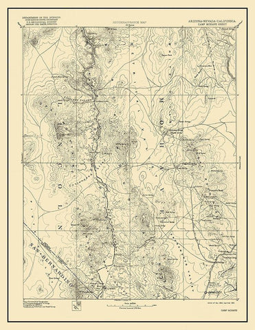 Camp Mohave Arizona Sheet - USGS 1892 White Modern Wood Framed Art Print with Double Matting by USGS