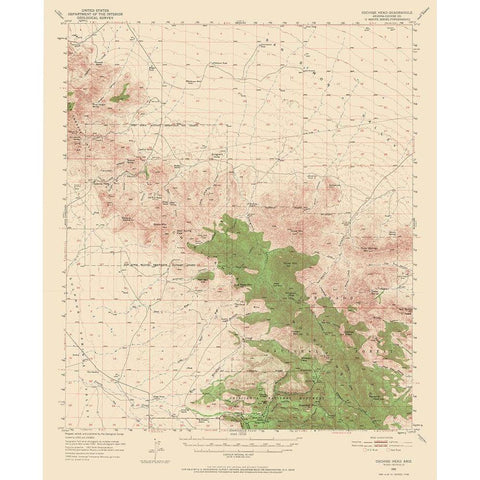 Cochise Head Arizona Quad - USGS 1950 White Modern Wood Framed Art Print by USGS