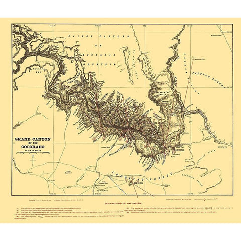 Grand Canyon Arizona - Underwood 1904 Gold Ornate Wood Framed Art Print with Double Matting by Underwood