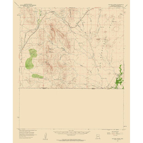 College Peaks Arizona Quad - USGS 1958 Black Modern Wood Framed Art Print with Double Matting by USGS