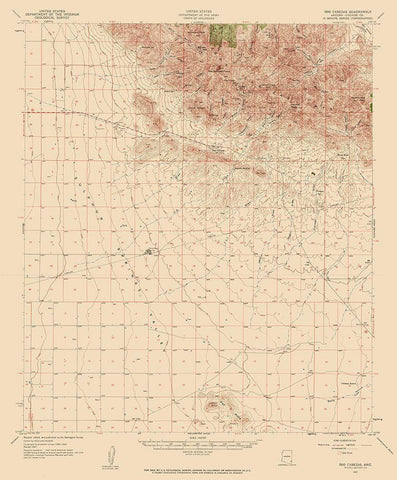 Dos Cabezas Arizona Quad - USGS 1957 White Modern Wood Framed Art Print with Double Matting by USGS