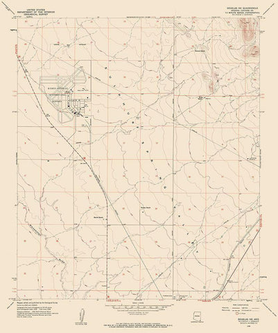 North East Douglas Arizona Quad - USGS 1958 Black Ornate Wood Framed Art Print with Double Matting by USGS