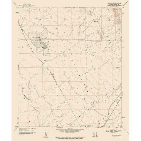 North East Douglas Arizona Quad - USGS 1958 White Modern Wood Framed Art Print by USGS