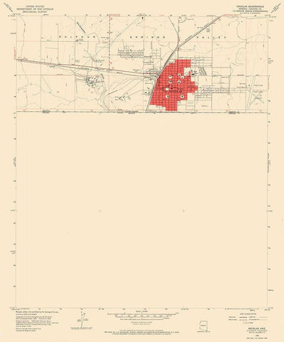 Douglas Arizona Quad - USGS 1958 White Modern Wood Framed Art Print with Double Matting by USGS