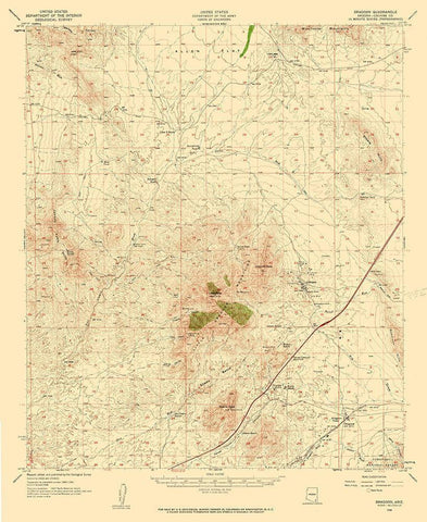 Dragoon Arizona Quad - USGS 1958 Black Ornate Wood Framed Art Print with Double Matting by USGS